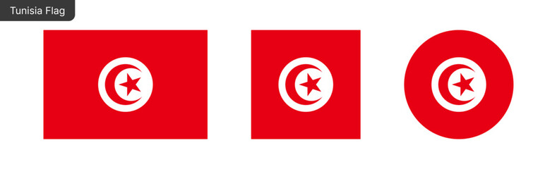 Tunisia flag PNG vector. Tunisia Square and round icon isolated on transparent PNG background. Tunisia flag icon