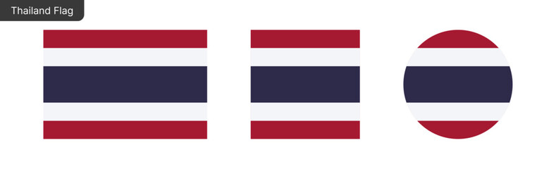 Thailand flag png vector. Thailand Square and round icon isolated on transparent PNG background. Thailand flag icon