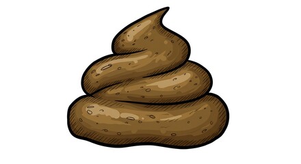 Cartoon illustration of a stylized pile of brown feces on a white backdrop