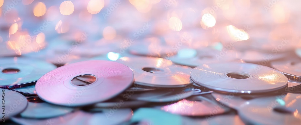 Poster iridescent pastel sequins abstract background shiny texture close up