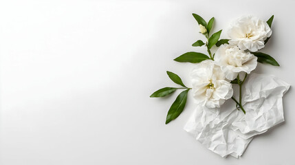 Elegant White Flowers Arrangement On White Background