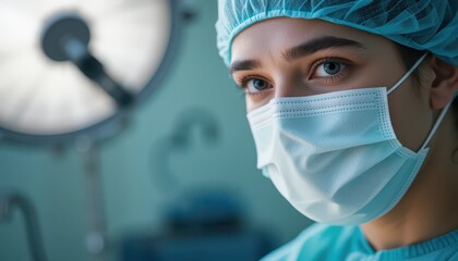 Healthcare Professional with Surgical Mask in Operating Room Preparing for Procedure