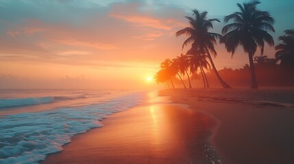 Beach sunset paradise island high resolution hd picture