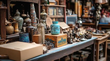 Vintage Market with Antiques and Pottery