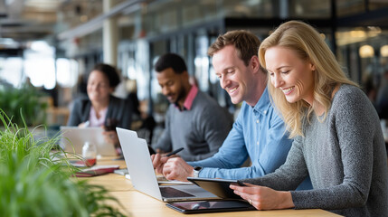 Collaborative Teamwork in a Modern Office Environment