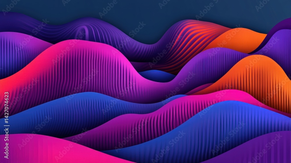 Poster abstract colorful undulating shapes create a vibrant visual design.