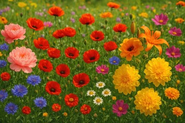 Vibrant colorful wildflower meadow