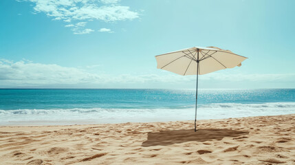 White Umbrella on Tranquil Sandy Beach