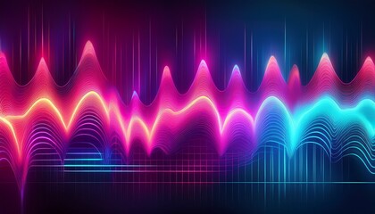 a radiant colorful abstract background with pulsating neon heartbeats the rhythmic glowing patterns in deep sapphire hot magenta and bright turquoise create an energetic futuristic and visually