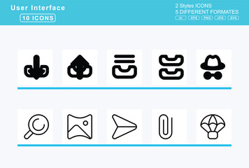 Set of 5 rounded user interface icons,igloo, images, image, slash, user, inbox