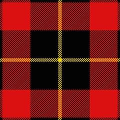 Wallace tartan plaid. Scottish pattern fabric swatch close-up. 
