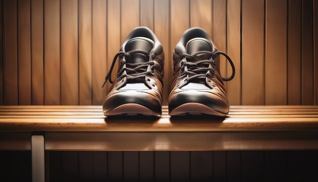 cleats hanging on a locker room bench pre match anticipation