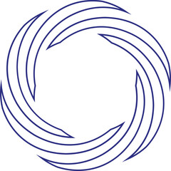 Obraz premium Circular and abstract logo, in one color, dark blue, with rounded and circular shapes forming a swirl