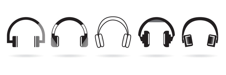 Minimal studio headphones icon isolated on white background