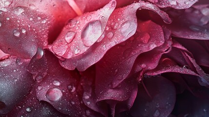 Macro Pink Flower Petals with Dew Drops