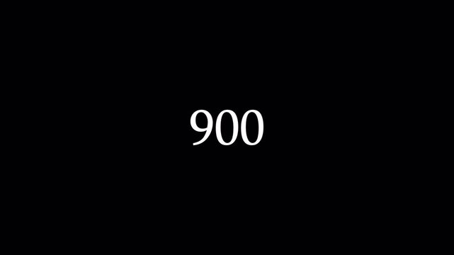 Number counter animation from 0-900 numbers on a transparent background, Animated counting Numbers from zero to nine hundred   with alpha channel,