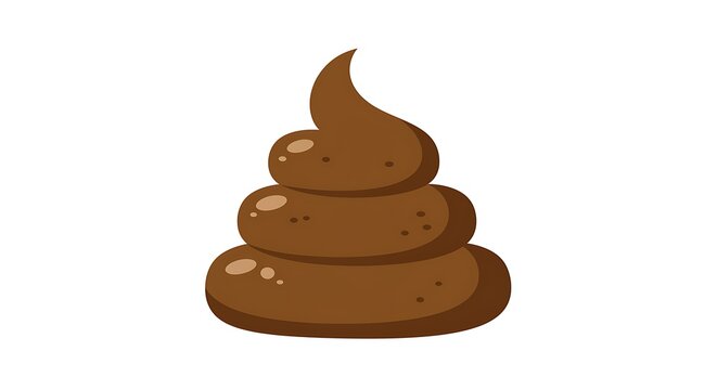 Stylized cartoon poop icon, humorous and sanitary illustration on white