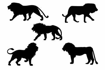 Lion silhouettes vector, silhouettes of lion