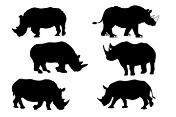 Silhouette of rhino, silhouettes of rhinoceros, rhinoceros silhouettes 