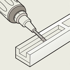 Vector illustration of isolated black pencil, metal screwdriver, and medical syringe tools