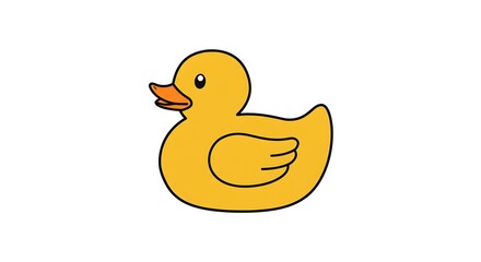 Fototapeta premium Cheerful cartoon illustration of a vibrant yellow rubber duck on white background