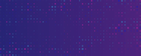Purple abstract pixel texture bg video screen. Tv pattern background with square noise effect. Futuristic broadcast neon gradient banner for television.