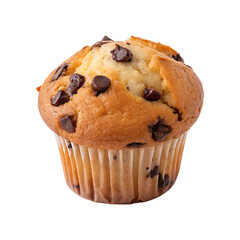Single Delicious Chocolate Chip Muffin isolated transparent background