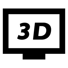 Illustration of a black and white television screen displaying the text 3d in a bold sans serif typeface