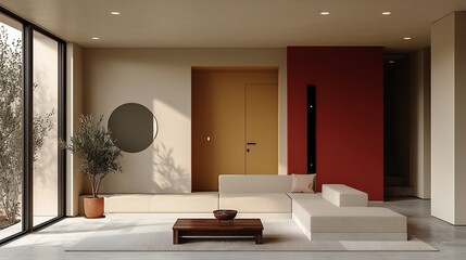Minimalist urban studio apartment with open plan interiors light filled spaces and sleek finishes epitomizes modern residential design with smart home technology