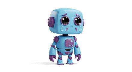 Sad cute robot figurine