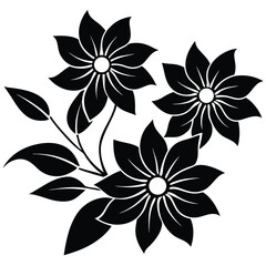 Monochrome floral vector pattern design showcases a seamless illustration of black and white flower silhouettes, a timeless nature art element