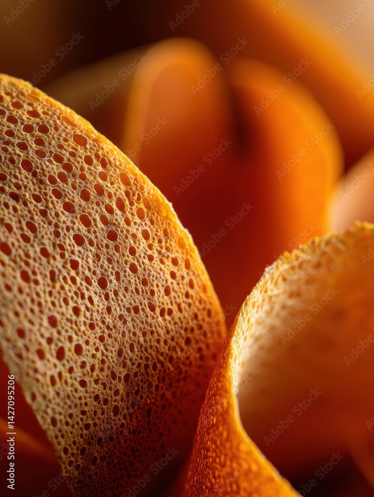 Aufkleber macro shot illustrating intricate texture and natural pores of vibrant orange peel in a close-up vie