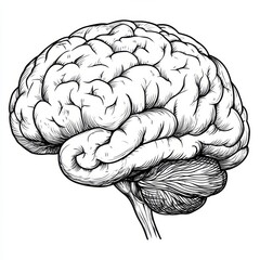 Fototapeta premium Anatomical sketch of the brain, illustrated in detail for educational and learning purposes