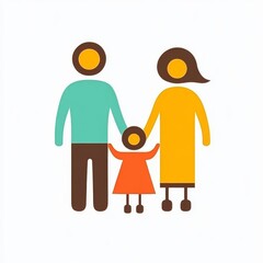 Fototapeta premium A white background serves as the setting for a heartwarming illustration of a family, consisting of stick figures of parents and a child clasping hands together