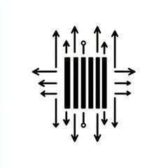 A rectangular container illustration with repeating arrows on a simple white background