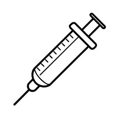 Injection Syringe Line Art Outline