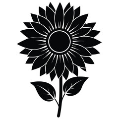 A vibrant yellow sunflower vector illustration, a floral design element with a summery bloom against a black background