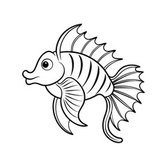 White Scorpion Fish Line Art