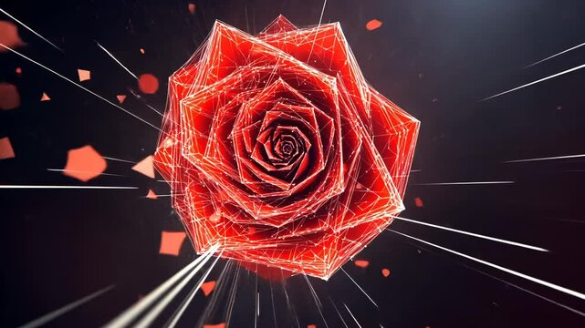 Cinematic 3D Red Rose Flower Explosion in Slow Motion Abstract Design