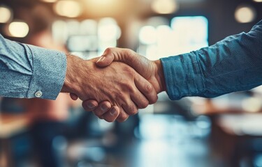 This image represents a two-person handshake, symbolizing agreement and cooperation in a business setting, highlighting the importance of connections and building professional relationships.