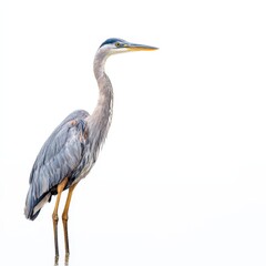 Fototapeta premium Gray heron standing isolated on white background