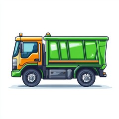 The green garbage truck icon symbolizes eco-friendly waste management and recycling initiatives