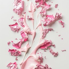 Pink paint splatters on a white background