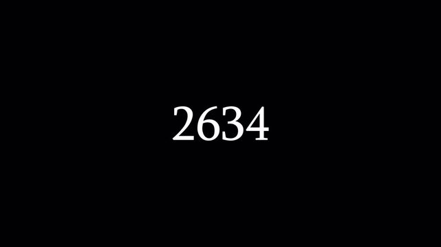 Number counter animation from 0-5000 numbers on a transparent background, Animated counting Numbers from zero to five thousand  with alpha channel,