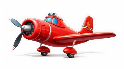Colorful Cute Red Airplane Cartoon Illustration for Children's Book Covers and Designs