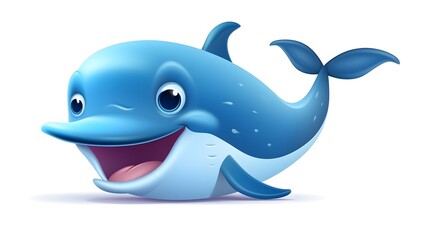 Fototapeta premium Smiley Blue Whale Vector Cartoon Illustration for Kids, Cute Ocean Animal Clipart