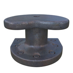 Old Mooring Bollard, 3d illustration isolated on white background