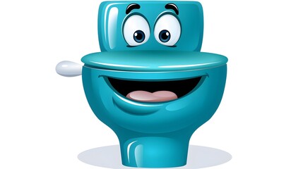 Humorous and Adorable Blue Green Toilet Vector Illustration for Promotions and Designs