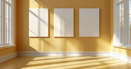 Fototapeta premium Rooms filled with bright sunlight usually have blank whiteboards and decorative elements