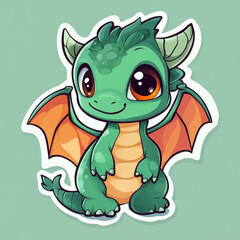 Obraz premium A cute cartoon dragon illustration with simple lines and solid colors.